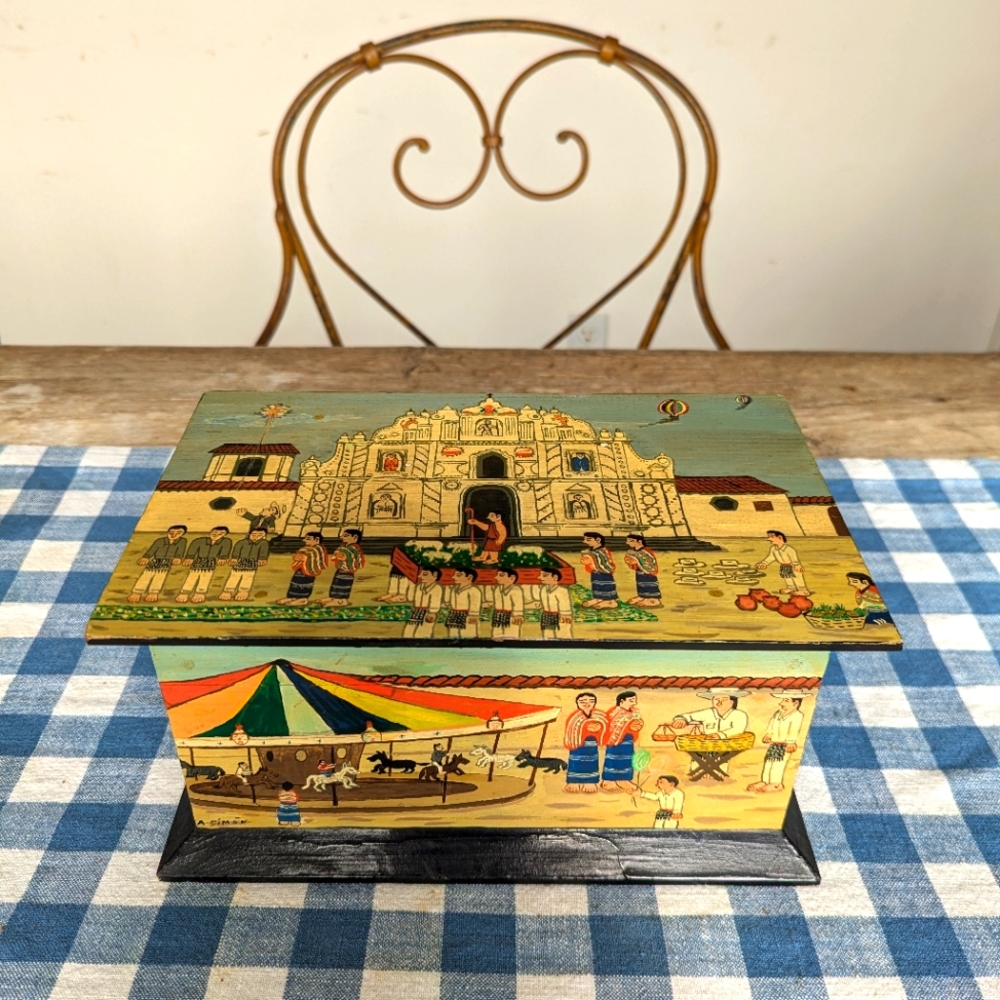 Guatemala Hand Painted  Folk Art Box